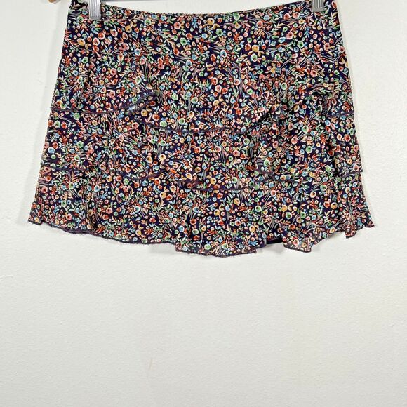 Express Mini Skirt Womens 4 Floral Flowy Tiered Ruffle‎ Hem Casual Festiva - Picture 2 of 5